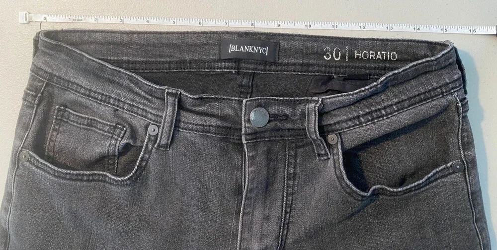 BlankNYC Men's Moto Jeans Size 32 Black Gray Skinny Biker Ribbed Knee Denim